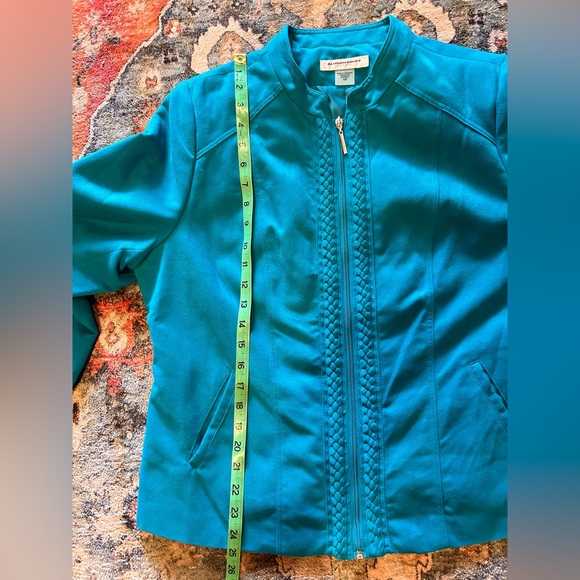 ALLISON DALEY PETITE JACKET LOOKS LIKE SUEDE 14 P PETITE TURQUOISE - Picture 5 of 6